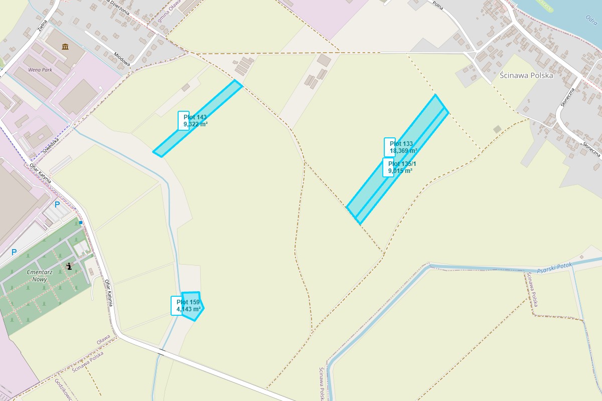 Cadastral map showing all plot boundaries